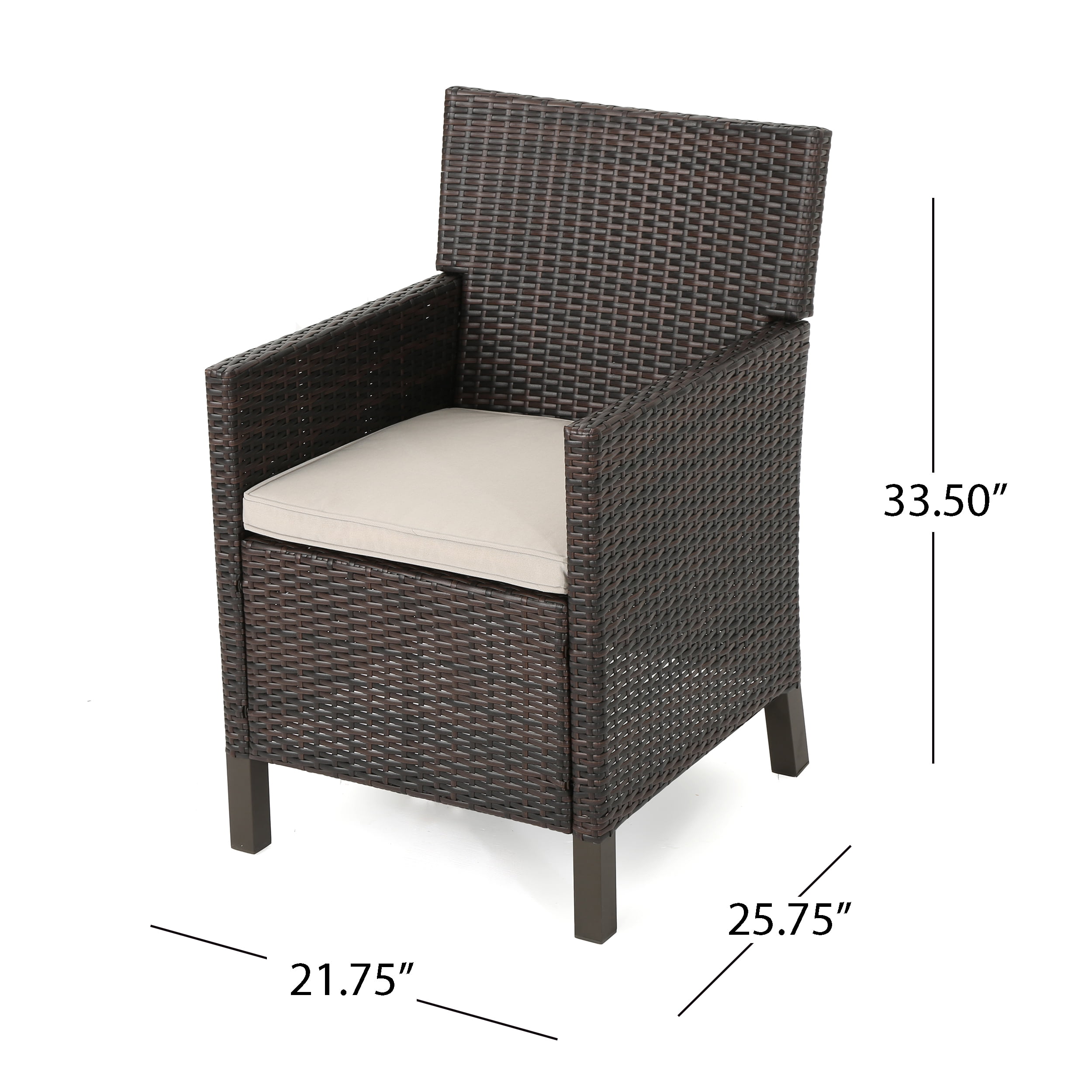 Clarance Outdoor Wicker Dining Chairs with Cushions, Set of 2, Multibrown, Light Brown