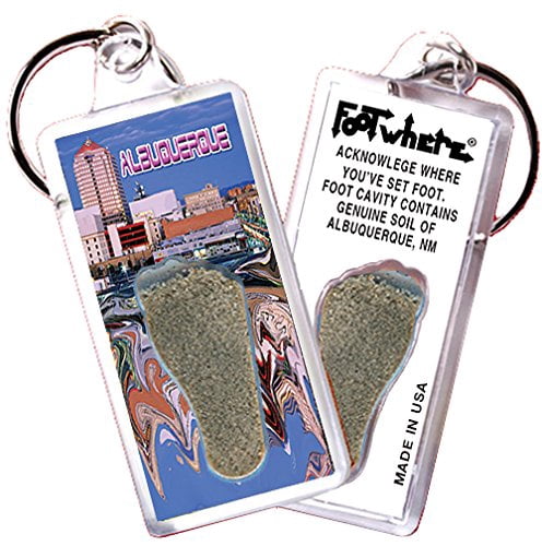Albuquerque FootWhere Souvenir Keychains. (AQ100 - Assorted) 6 Piece Set.