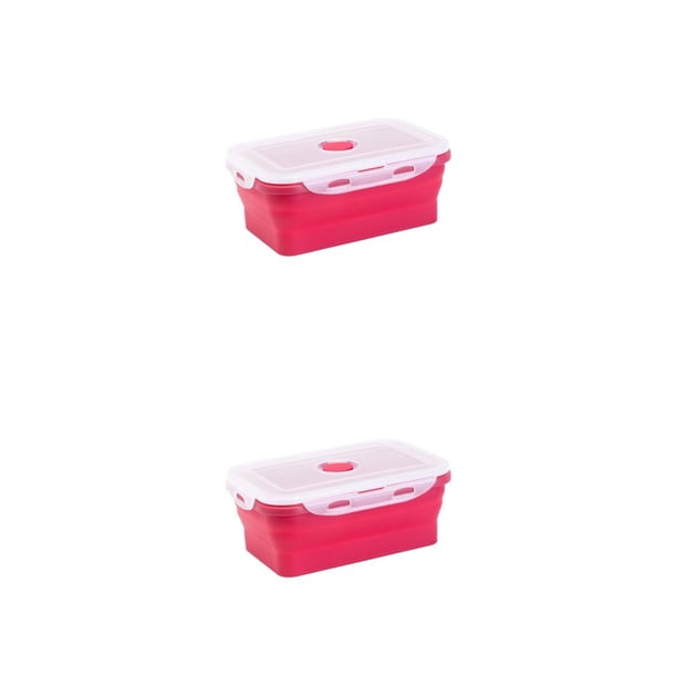 Bearachild Caja de conservación sellada para alimentos frescos y herméticamente sellada, fiambrera para microondas, fiambrera de silicona, caja rojo 1200ml 2piezas