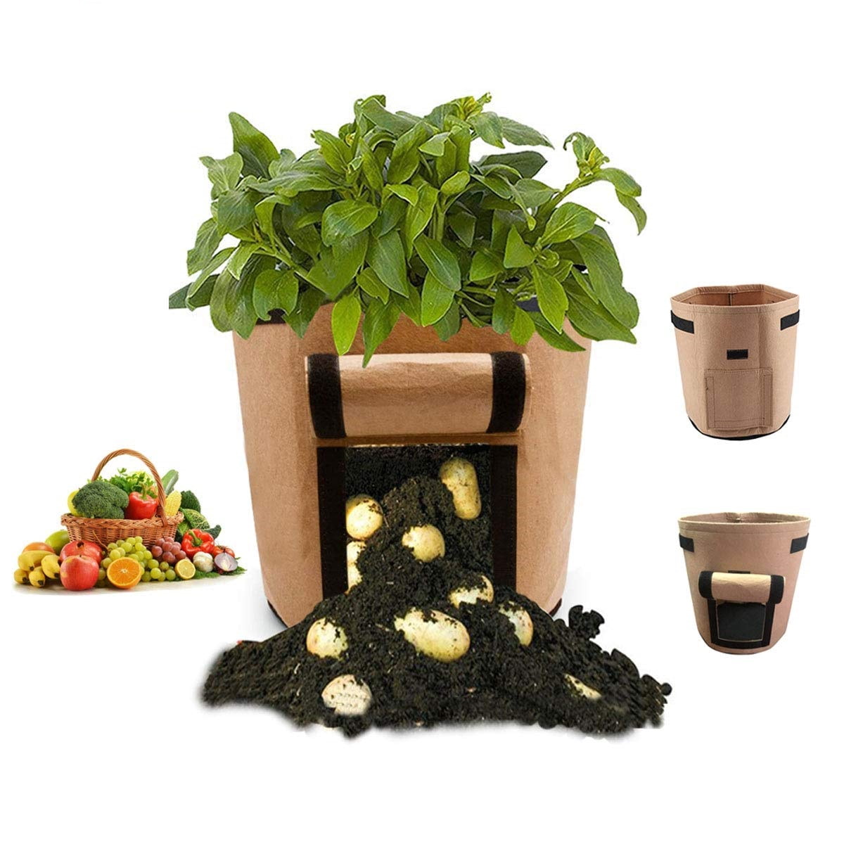 Fabric Grow Bags Root Pots Smart Plant Pot Potato Tomato Sack Side Flap Planters 