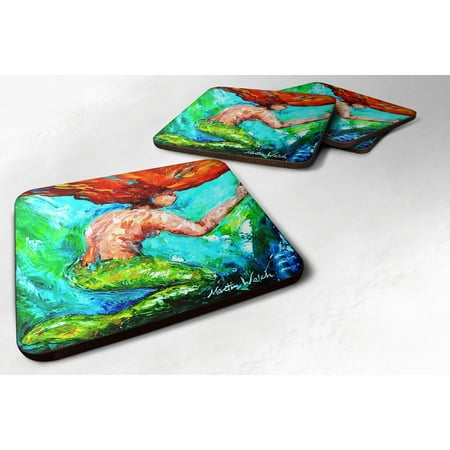 

Carolines Treasures MW1200FC Mermaids Heaven Foam Coaster Set of 4 3 1/2 x 3 1/2 multicolor