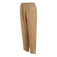 thumbnail image 5 of GEWSEY Cotton Linen Pants Women Elastic High Waist Straight Leg Lounge Pants Casual Slacks Summer Trouser with Pockets (Khaki, L), 5 of 9