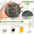 thumbnail image 3 of Haosy Set of 6 Drink Woven Coaster with Holder Heat Resistant Non-Slip Bar Coasters 4 Inches Valentines Owl on Tree Branch, 3 of 7