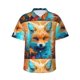 thumbnail image 1 of Balery Fiery Red Maple Leaf Fox Camisas hawaianas de manga corta para hombre, camisas playeras de corte holgado, camisas de vacaciones con botones,Small, 1 of 7