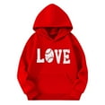 thumbnail image 4 of lcziwo Boys Girls Hooded Sweatshirts Kids Cool Graphic Hoodies Youth Pullover Hoodie with Kangaroo Pocket Red 140, 4 of 5