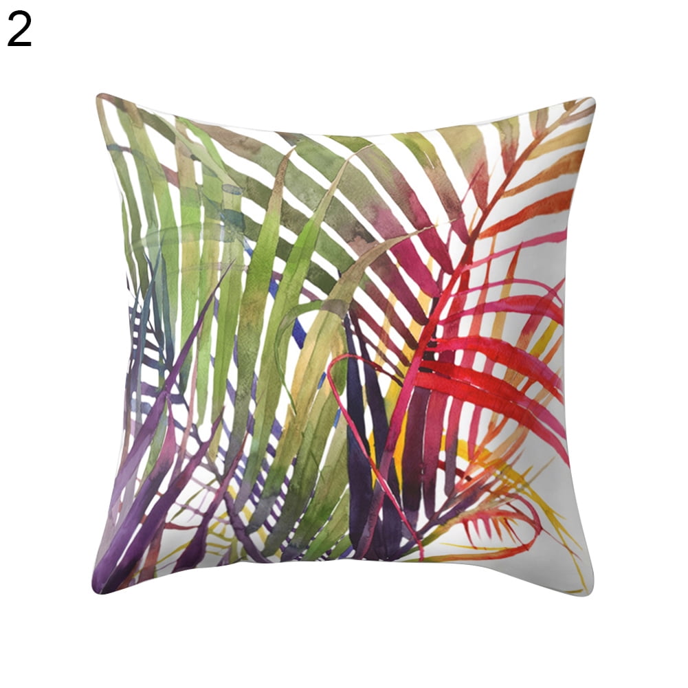 Home Throw Pillow Case Bedroom Decoration Cushion Cover Tropical Leaves Printed 