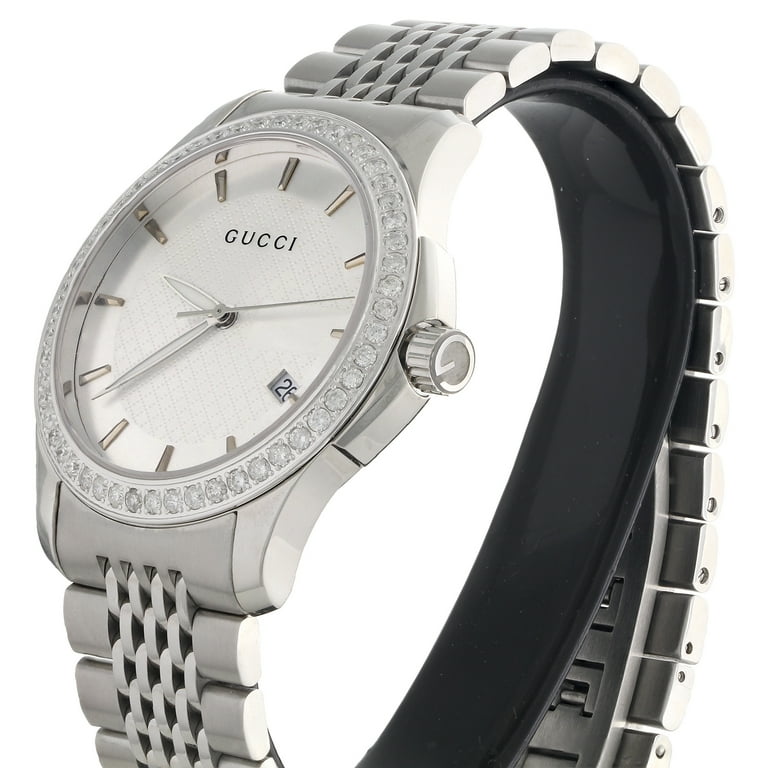 Gucci Ya126401 Genuine Diamond Watch Silver Dial G Timeless Gucci Ya126401 Genuine Diamond Watch Silver Dial G Timeless