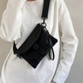 thumbnail image 2 of 1Black Unisex Mini Waist Pack, Adjustable Shoulder Strap Chest Bag With Large Storage Space, Lightweight Cloth Material For Exercise, Running, Travel, Hiking, Size 9.84X7.09X0.79In, Weight, 2 of 7