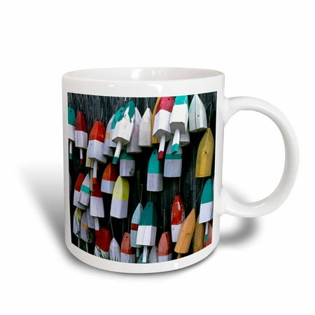 3dRose Fishing village, Lobster pot floats, Maine - US20 MDE0010 - Michael DeFreitas, Ceramic Mug, 11-ounce