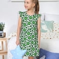 thumbnail image 4 of Balery Leopard print St. Patrick's Day Camisón de princesa para niñas, pijama de algodón con mangas abullonadas, suave y bonito.-Medium, 4 of 6