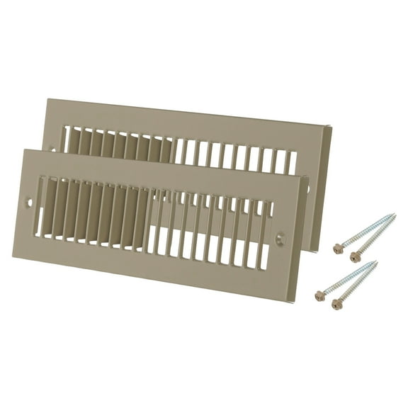 2" x 10" Duct Opening Vent Cover, 2 Pcs Toe Kick Vent Cover HVAC for Wall Floor, Brown-Outer Size: 3.4" x 11.4"