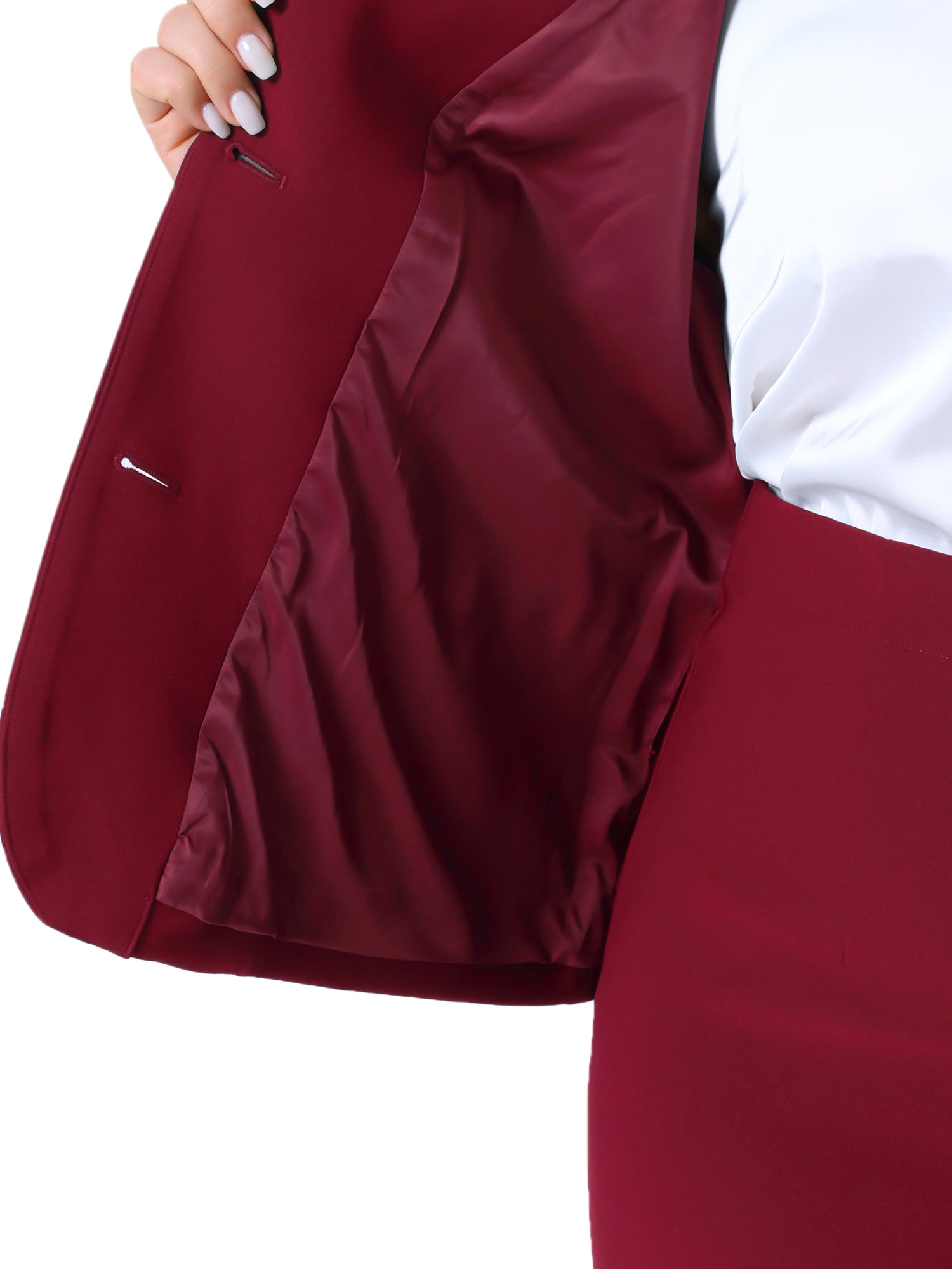 DARING DIVA Women's Plus Blazer Suit Set Notch Lapel Pencil Skirt 3X Burgundy