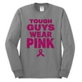 thumbnail image 2 of Wild Bobby Tough Guys Wear Pink Distressed Breast Cancer Awareness Men Long Sleeve Shirt, Heather Grey, X-Large, 2 of 6