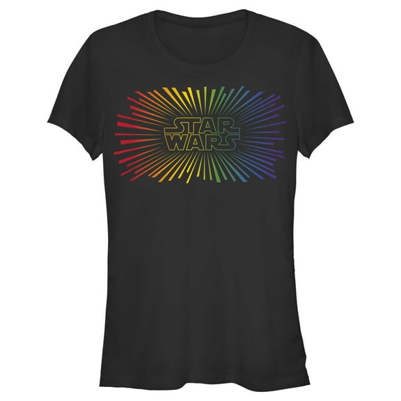 Junior's Star Wars Pride Rainbow Rays Logo Graphic Tee Black X Large