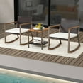 thumbnail image 1 of Gymax 3PCS Patio Rattan Rocking Chair Bistro Set Armrest Cushion Table w/ Storage Shelf, 1 of 10