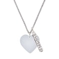 thumbnail image 1 of Delight Jewelry Acrylic 1" Imitation Pearl Heart Silvertone Sisters Best Friends Forever Bar Charm Necklace, 23", 1 of 4