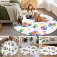 thumbnail image 5 of Colorful Balloon Round Area Rug 3.3Ft Washable Circle Rugs for Dining Room Table, Watercolor Balloons Bow Modern Non-Slip Carpet Floor Mats Indoor Outdoor Carpet Runner Aesthetic Home Decor, 5 of 8
