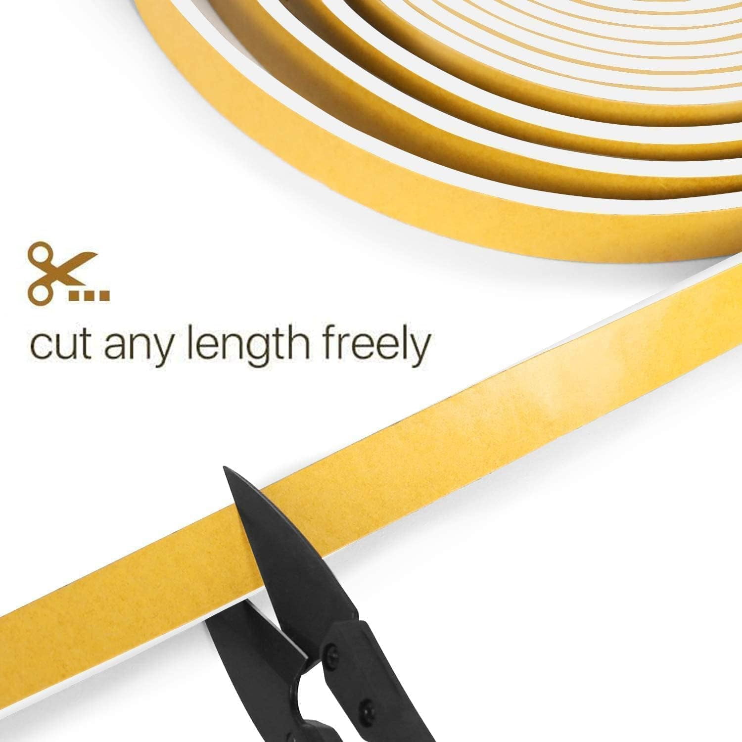 Weather Stripping Door Sweep Seal Strip for Doors Self Adhesive Soundproof Weatherstrip (White, 1/2 Inch X 1/8 Inch X 50Feet)