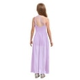 thumbnail image 3 of Manyakai Kids Flower Girls One Shoulder Ruched Chiffon Wedding Maxi Romper Evening Gown Dance Wear Lavender 8, 3 of 7