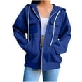 thumbnail image 2 of Makaor Womens Sweatshirts Jackets Fleece Pockets Hooded Coat Solid Zipper Front Long Sleeve Outerwear Winter Clothes, 2 of 4