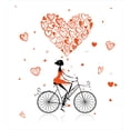 thumbnail image 3 of Valentines Duvet Cover Set, Girl Cycling with Big Heart Woman Love Romantic Day Celebration Life Print, Decorative 3 Piece Bedding Set with 2 Pillow Shams, Calking Size, Red Black White, by Ambesonne, 3 of 3