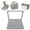 thumbnail image 4 of Caja de terciopelo para guardar anillos, soporte para joyas con tapa de cristal transparente que se sostiene hasta la bandeja de la caja de exhibición, anillos, pendientes, colgantes y gemelos Adepaton 2035255-1, 4 of 9