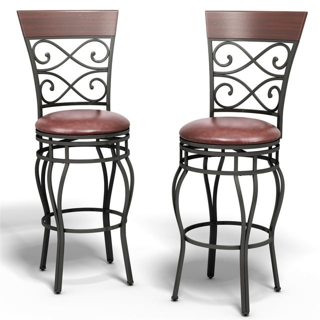 Conjunto de 2 taburetes de bar Costway Acolchado diseño retro metal 42 x 48 x 114 cm