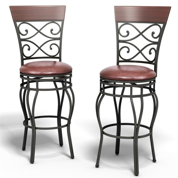 Conjunto de 2 taburetes de bar Costway Acolchado diseño retro metal 42 x 48 x 114 cm