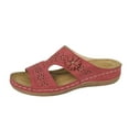 thumbnail image 3 of Guzom Womens Summer Comfort Flats Sandals- Flat Beach Open Toe Clearance Wide Width Red Dressy Slide Sandals for Women Size 6.5, 3 of 5