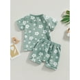 thumbnail image 4 of Coduop Baby Boys Girls 2Pcs Outfit Set,Short Sleeve T-shirt and Shorts Two-piece Clothes Set, 4 of 9