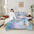 thumbnail image 4 of Homewish Abstract Ombre Butterflies 3 Pieces Queen Comforter Set for Boys Girls,Teal Purple Gradient Ultra Soft Bedding Sets,Watercolor Splash Bedding Comforter Set,Super Cozy Room Decor,Reversible, 4 of 8