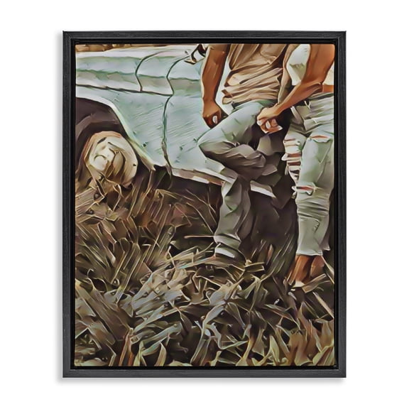 Leaning In Kisses Black Framed Floater Canvas Wall Art, design by Jesse Keith