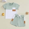 thumbnail image 2 of HCNTES Baby Boys Clothing Sets Soft Color Block Round Neck Summer Outfit 2 Piece Cotton Baby Clothes, 2 of 3