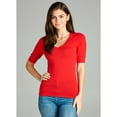 thumbnail image 2 of Emmalise Women's Slim Athletic Fit Neck Tshirt Half Sleeves Top (Red, Large), 2 of 6