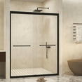 thumbnail image 3 of Lisonu 60" x 72" Double Sliding Shower Door, Matte Black Aluminum Frame with 6mm Tempered Safety Glass, Explosion-Proof Film, Stainless Steel Handle, Modern Bathroom Design, 3 of 18