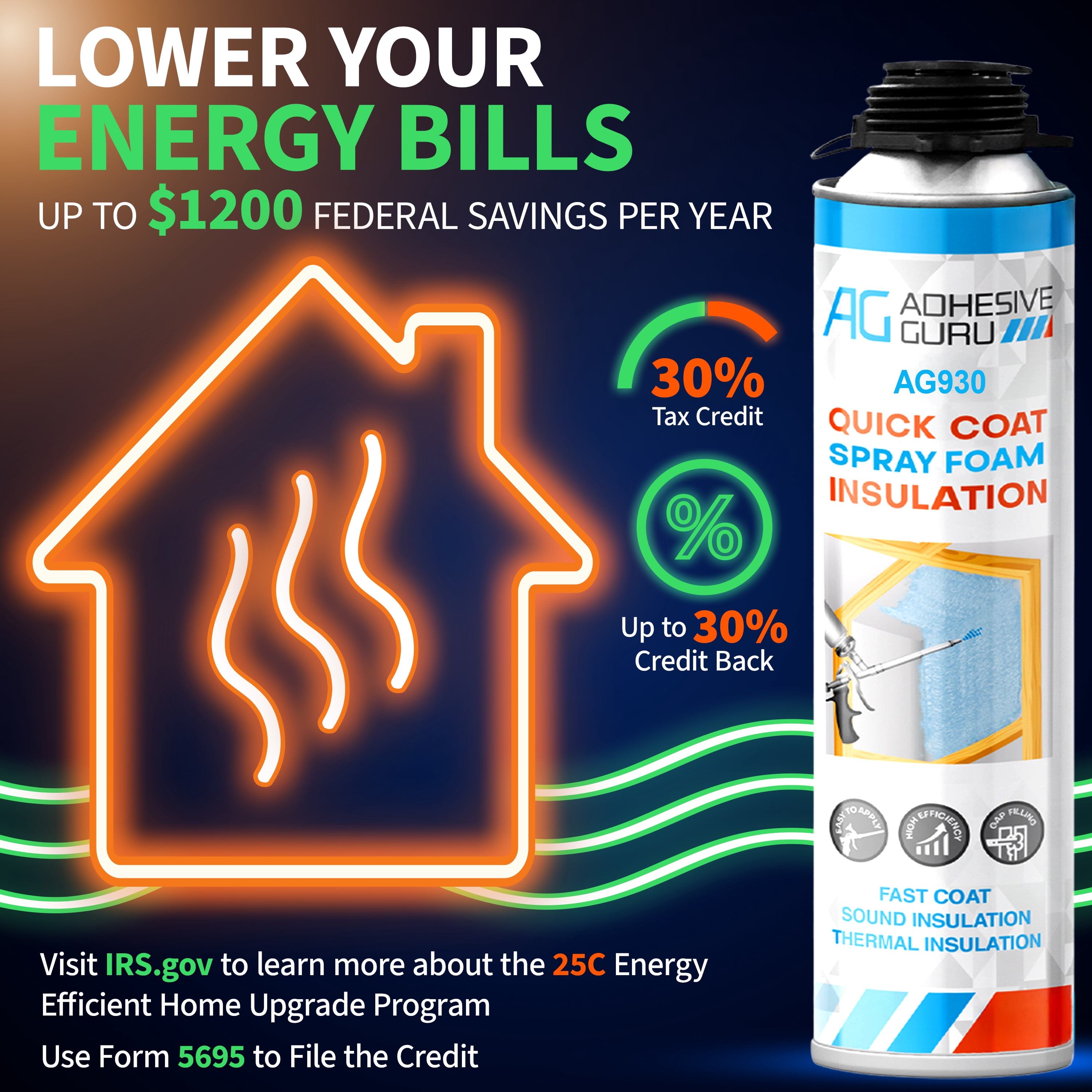 QuickCoat Closed Cell Spray Foam Insulation Kit for Wall–6x32.8oz(930g) Covers 120 Board Ft–DIY Expanding Sealant Set, Insulates Heat&Sound, Fills Gaps&Cracks–6 Foam Cans, Cleaner, Gun&Safety Gear