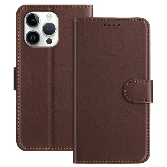 Wallet Case for iPhone 12 Pro / 12 Phone Case with Card Holder, Magnetic PU Leather Stand Flip Folio Phone Cover for Women Men Girls Boys, Credit Card Slot Purse & Protective TPU Bumper, Brown