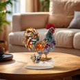 thumbnail image 6 of Desktop Ornament - Acrylic Decorative Ornaments - 2D Flat Rooster Figurine Colorful Acrylic Desktop Decor For Home Or Tv Stand With Elegant Floral And Style Ornament - 1 Rooster Ornament, 6 of 8