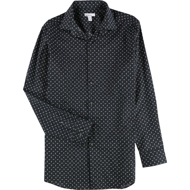 Camisa de vestir bar III con Botones y Estampado de margaritas para hombre negro 14-14.5
