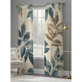 thumbnail image 4 of Navy Blue Brown Botanical Sheer Curtains for Living Room Bedroom Retro Elegant Palm Leaves Sheer Curtains 108 Inch Long 2 Panels Set Light Filtering Curtain Window Treatments Drapes for Dining Room, 4 of 6
