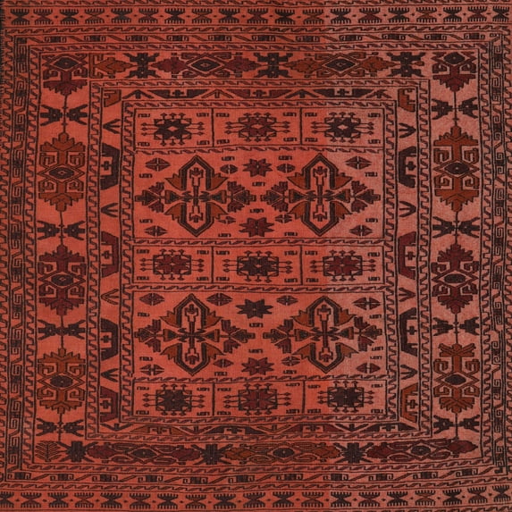 Ahgly Company Indoor Square Traditional Crimson Red Persian Area Rugs, 7' Square
