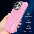 thumbnail image 6 of Mantto For iPhone 14 Pro Max Case, Magnetic Rubber & PU Leather Kickstand Case Designed For iPhone 14 Pro Max 6.7 Inch [Compatible with Magsafe] [Military Grade Protection] Shockproof Case, Pink, 6 of 9