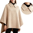 thumbnail image 2 of Women'S Poncho Sweater Wrap Topper Knitted Elegant Shawls Cape Evening Dresses for Fall Winter Khaki S, 2 of 5