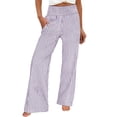 thumbnail image 4 of cocolona Women's Summer Casual Loose Striped Pants Elastic Waist Straight Wide Leg Vacation Lounge Trousers with Pocket, 4 of 5