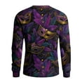 thumbnail image 5 of Havenx Mardi Gras Sweatshirts for Men Crewneck Ribbed Knit Sweatshirts Long Sleeve Carnival Printed Tops Pullovers Fancy Mask Printed Slim Fit Carnival Lightweight Casual Outfits,Dark Purple 3XL, 5 of 6