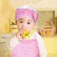 thumbnail image 3 of 1Set Child Chef Apron And Glove Hat Pink Polyester Waterproof Oil Resistant Easy to Clean for Girls, 3 of 8