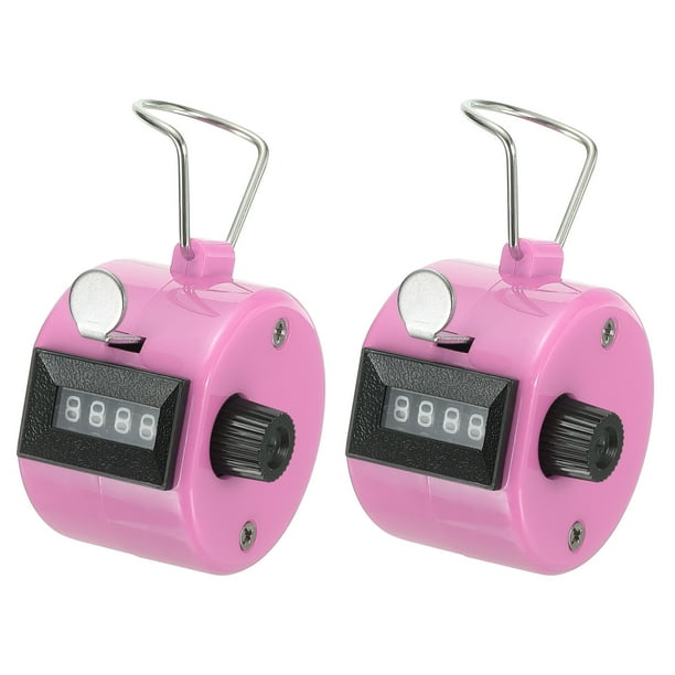 Contador de clics Uxcell Contador de mano Contador mecánico de 4 dígitos Contador de clics rosa 2Pack