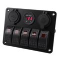 thumbnail image 1 of 5 Gang Aluminum Alloy IP65 Water Resistant Rocker Switch Panel with Dual USB Cigar Lighter Voltmeter, 1 of 7