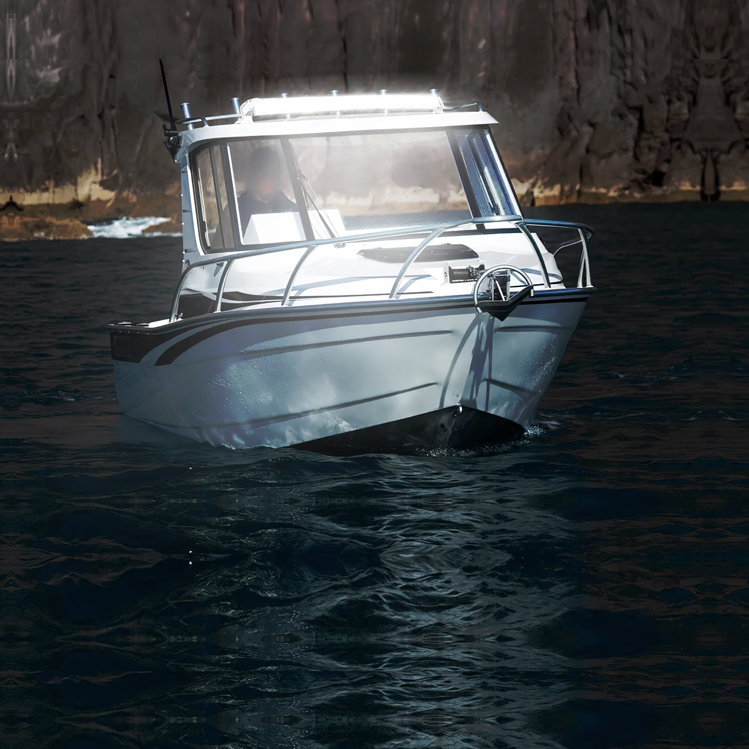 Nilight Marine LED Light Bar Navigation Lights 52Inch Curved White Spot Flood Combo Ponton Boat Deck Dock Lights for Night Fishing T-top Stern Yacht Sailboat Trucks Tractors, 2 Years Warranty