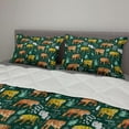 thumbnail image 2 of Tigers Comforter & Sham Bedding Set, Wildlife Interpretation of Jungle Animals, 3 pcs Duvet Set Microfiber Filling Quilt, 5 Sizes, Hunter Green Multicolor, by Ambesonne, 2 of 4